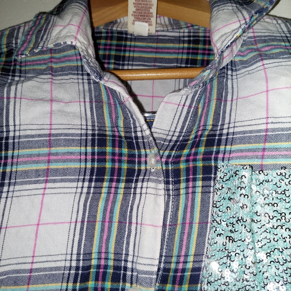 ✨️OUTFIT BUNDLE-Arizona Plaid Shirt w/sequin AND Total Girl Jeans sequin, Size:L - Picture 5 of 16